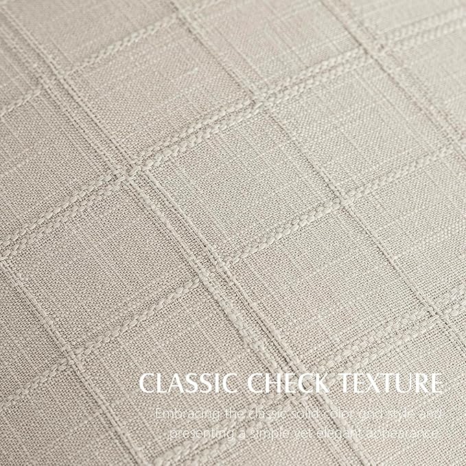 Foindtower Set of 2 Decorative Linen Check Throw Pillow Covers Neutral Farmhouse Vintage Cushion Covers Modern Boho Accent Home Decor for Sofa Chair Couch Bedroom Living Room,26×26 Inch,Light Grey