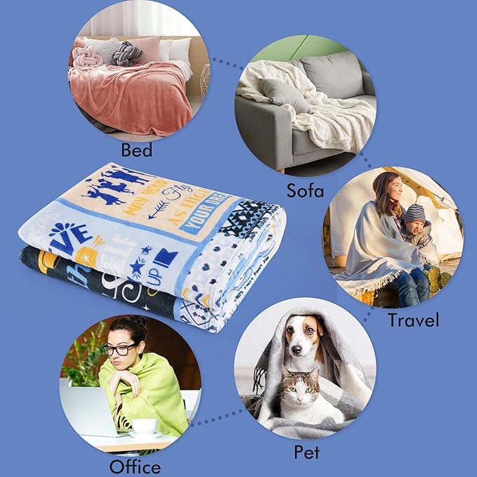 Graduation Blanket Gifts for Him, Soft Cozy Blue Class of 2026 Throw Blanket, Inspirational Quotes Graduation Blanket, 50"x60"