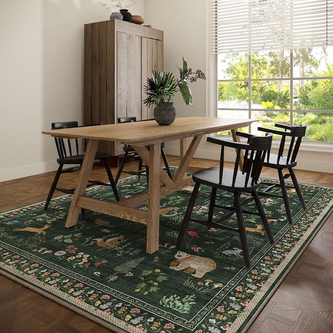 Machine Washable Rug for Living Room: 9x12 Area Rugs for Bedroom Stain Resistant Non Slip Low Pile Soft Lightweight Carpet Rug for Kitchen Dining Room Farmhouse Nursery Kids Room Playroom Indoor
