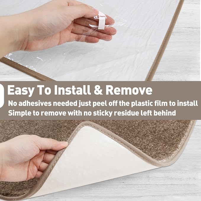 PURE ERA Carpet Stair Treads Tape Free Non Slip Indoor Stair Carpet Stair Protectors Pet-Friendly Non-Slip Skid Resistant Washable Reusable 8" x 30"(7 Pieces,Brown)