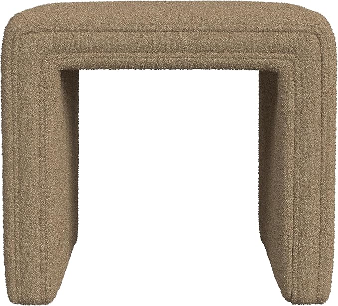 HomePop Modern Channel Tufted Ottoman|Homepop Home Décor|Ottoman for Living Room & Bedroom - Brown Boucle