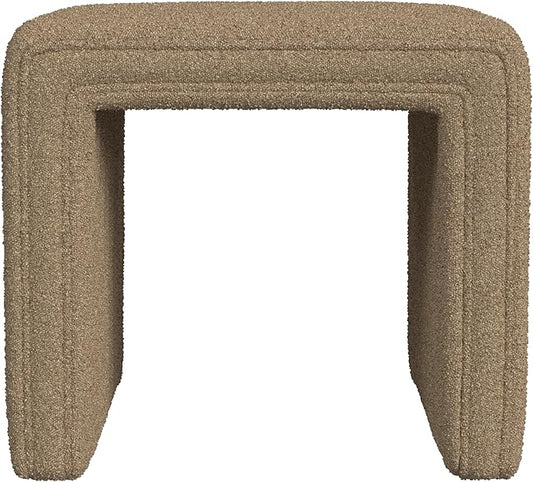 HomePop Modern Channel Tufted Ottoman|Homepop Home Décor|Ottoman for Living Room & Bedroom - Brown Boucle