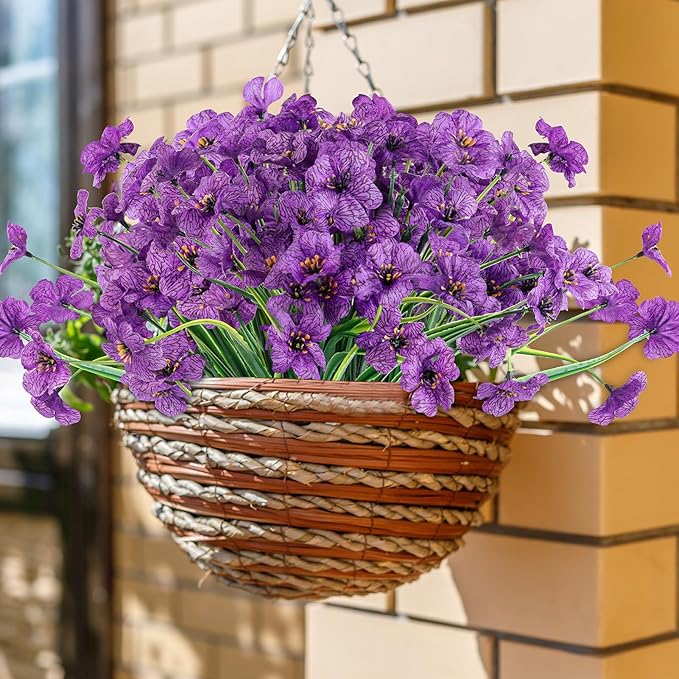 ColoPlay 24 Purple Bundles Artificial Flowers for Outdoors/Indoors Fake Flowers Plants for Indoor Outside Garden Porch Window Box Home Wedding Farmhouse