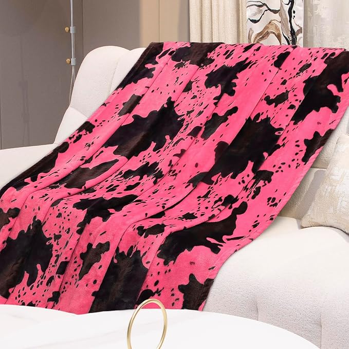 Twin Size Blanket for Bed Couch, Ultra Soft Cozy Plush Hot Pink Twin Fleece Blanket for Women Colleage, Camping, Travel Essentials, Cute Pink Home Roome Graduations Decor 60x80 inches