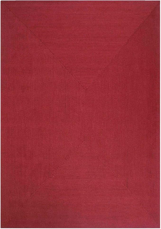 Superior Indoor/ Outdoor Large Area Rug, Reversible Braided Home Floor Decor for Living Room, Kitchen, Entryway, Patio, Front Porch, Deck, Modern, Boho, Farmhouse Style, 6' x 9', Burgundy