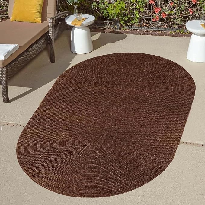 Superior Indoor/Outdoor Area Rug, Reversible Braided Floor Decor for Living Room, Kitchen, Patio, Front Porch, Modern Boho Farmhouse Rugs, Hardwood, Bedroom Accessories, 5' x 8', Cocoa