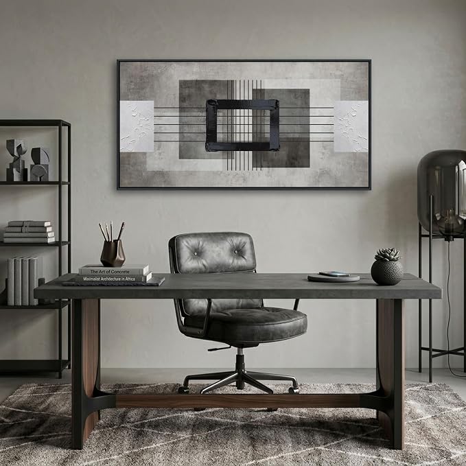 Large Abstract Canvas Wall Art for Living Room - Modern Neutral Beige & Gray Framed Artwork, Minimalist Textured Wall Paintings for Bedroom Decor, Sophisticated Gallery Pictures 20×40IN
