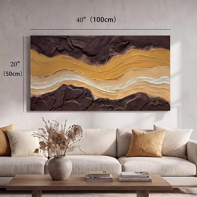 Acocifi Earth Tone Abstract Canvas Wall Art 40"x20", Textured Painting | Textured Neutral Canvas Painting, Modern Minimalist Wall Decor for Living Room Bedroom Office Home Decor, Easy To Hang
