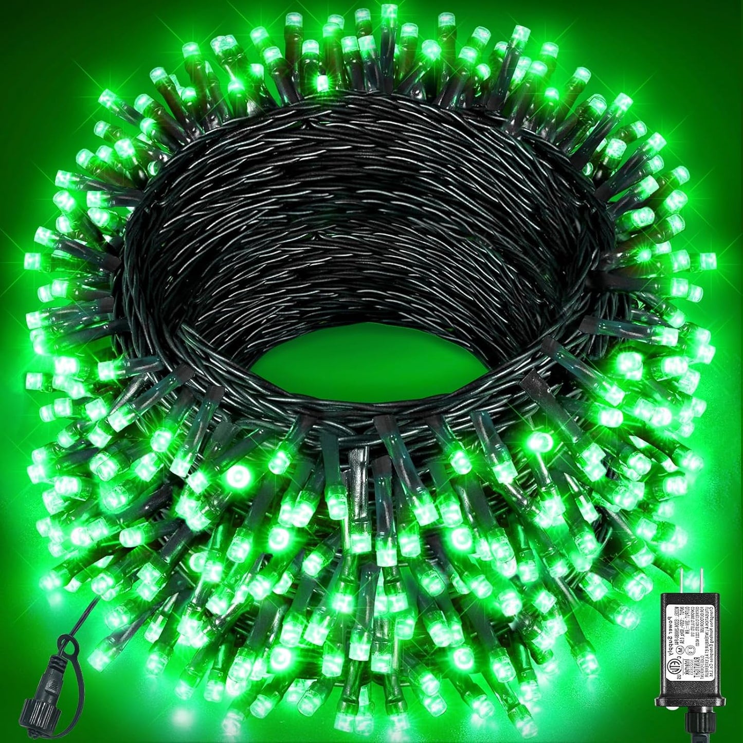 Christmas Lights Outdoor, 157FT 480 LED Plug in Christmas Tree Lights Waterproof, 8 Modes Green Wire Fairy String Light for Indoor House Garden Patio Porch Xmas Party Holiday Decorations, Green