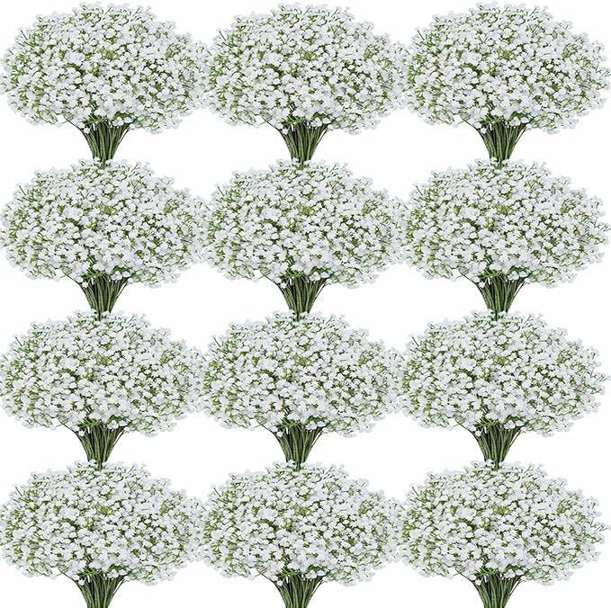 100 Pcs Baby Breath Artificial Flowers, Fake Babys Breath Gypsophila Flowers Bulk, Realistic Artificial Flowers Bouquet Flores Artificiales para Decoracion for Wedding Party Home Decoration
