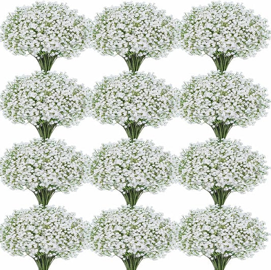 100 Pcs Baby Breath Artificial Flowers, Fake Babys Breath Gypsophila Flowers Bulk, Realistic Artificial Flowers Bouquet Flores Artificiales para Decoracion for Wedding Party Home Decoration