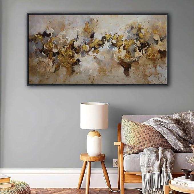 YDYSUNE YDSUNE Large Abstract Wall Art - Modern Minimalist Decor Brown Yellow Canvas Picture,Texture Artwork Minimalist Painting for Living Room Decoration 24×48 Inches