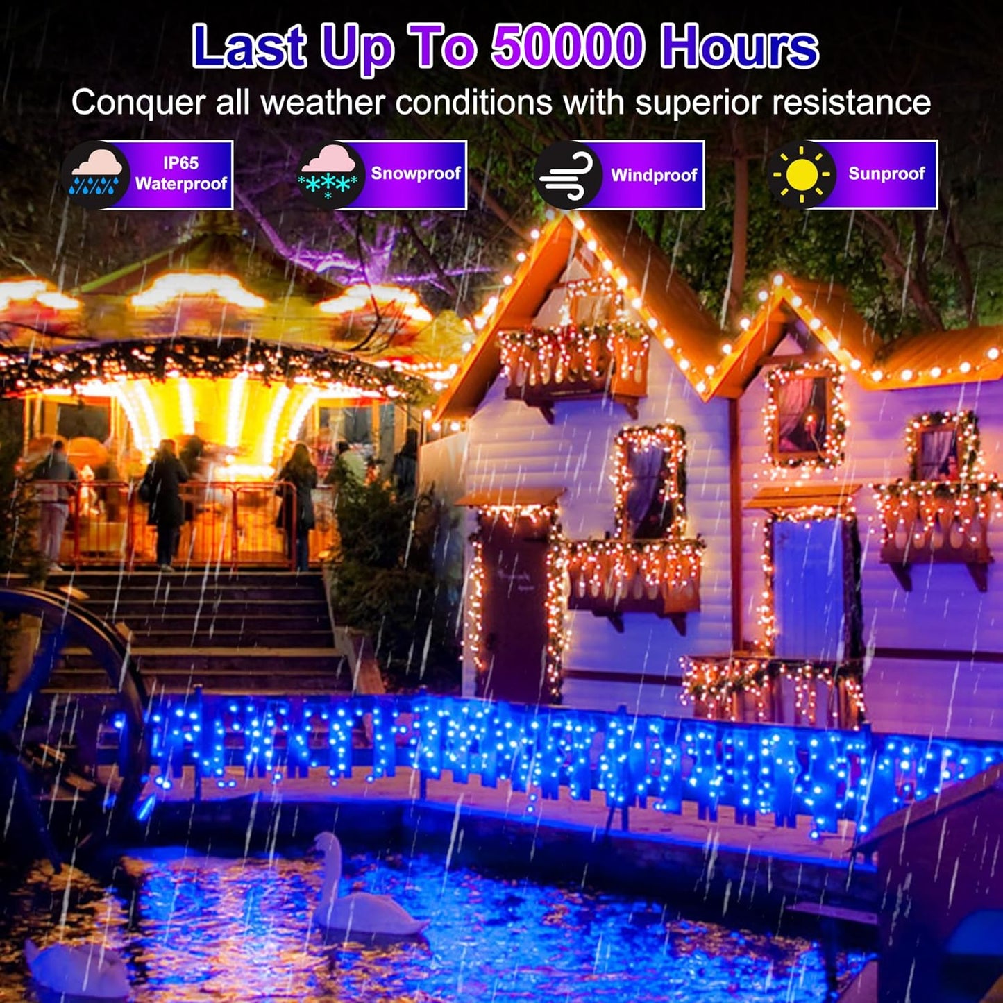 666 LED 66FT Christmas Lights with 148 Drops, 12 Modes Dimmable Blue Outdoor Hanging Lights with Timer Memory, Waterproof Curtain Lights for Home Bedroom Yard Indoor Tree Window Roof Fence Wedding