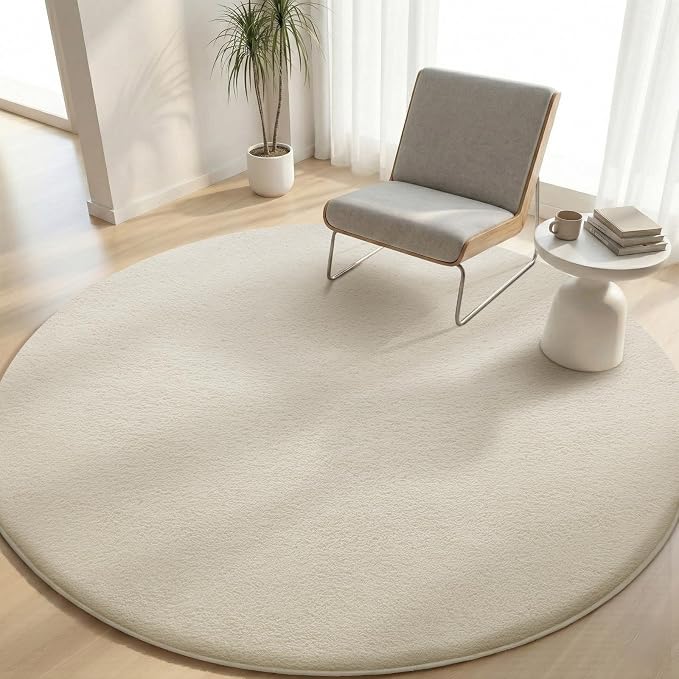 Sour Lemon 4ft Round Rugs for Bedroom, Circle Area Rugs for Living Room, Soft Fluffy Shaggy Carpet for for Living Room Playroom Kids Room Home Decor Aesthetic