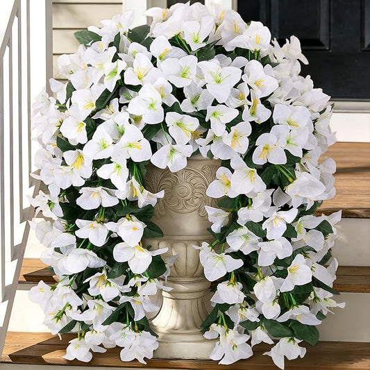 Fake Bougainvillea Artificial Flowers for Outdoors Decoration 2 pcs Faux Hanging Flowers Plants for Outdoor Planters UV Resistant Silk Bougainvillea Vines for Front Door Porch Urn Patio Garden