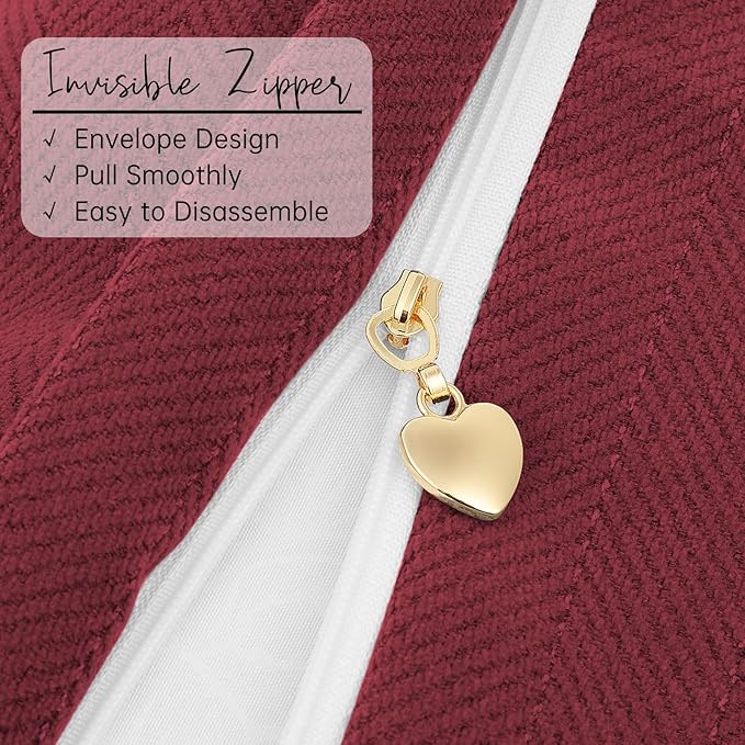 ZWJD Burgundy Pillow Covers 18x18 Set of 2 Chenille Throw Pillow Covers with Elegant Design Soft and Luxurious Decorative Throw Pillows for Couch, Bed, and Home Decor
