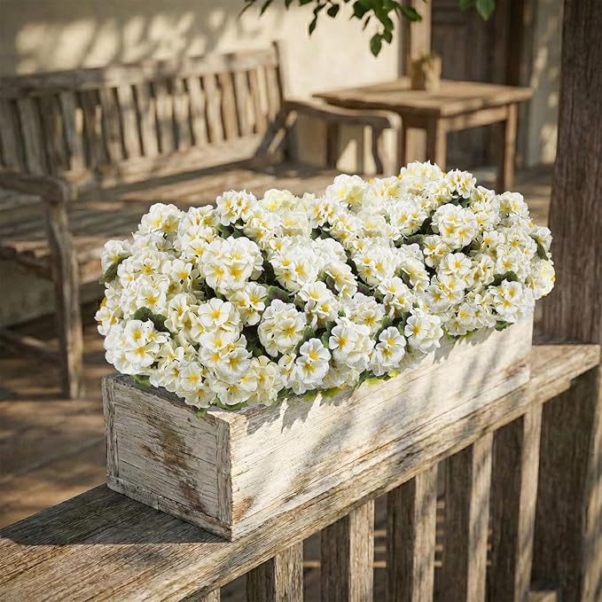 lovemoon 8 Pcs Artificial Geraniums for Outdoors Realistic Silk White Flowers UV Resistant Faux Geranium Flowers for Outdoor Front Door Porch Home Garden Office Decoration (8, White)