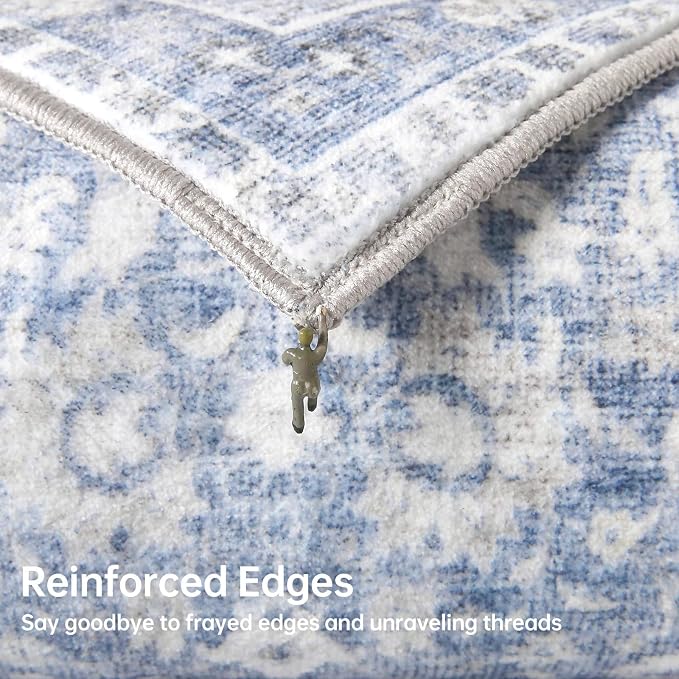 Sasttie 6x9 Area Rugs, Ultra-Soft Washable Rug, Low Pile Foldable Thin Carpets with Non-Slip Backing, Skin-Friendly Stain Resistant Carpet for Living Room, Bedroom, Kitchen, Dorm, 6x9, Light Blue