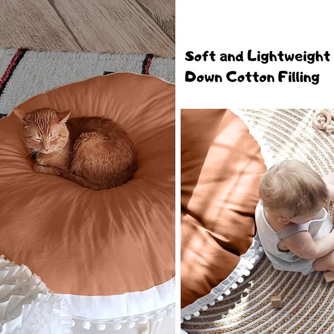Large Floor Pillow Kids Round Seating for Children Aged 3 and Up | Round Pillows Seating for Children, Oversized Mat for Reading Nook Teepee Playroom Canopy