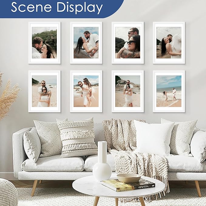 PEALSN 18x24 Poster Frame Set of 6, Display Pictures 16 x 20 with Mat or 18 x 24 without Mat for Wall Mounting Display, poster frames 18 x 24 for Wall Decor, White