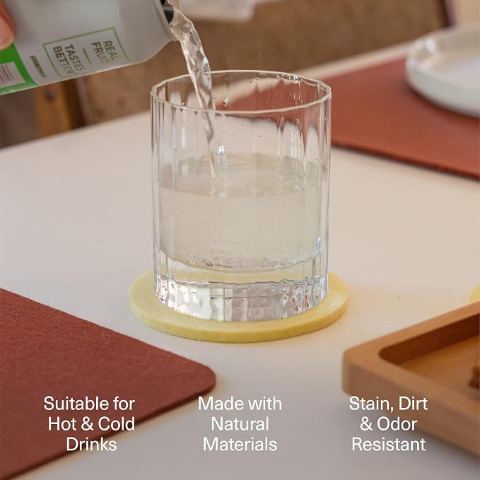 Graf Lantz - Bierfilzl Merino Wool Round Coasters Set of 4 - Shadow (4"x4"x5mm) - Absorbs 30% of Weight - Natural German Wool - Heat Resistant, Sustainable, Reusable - Home Decor