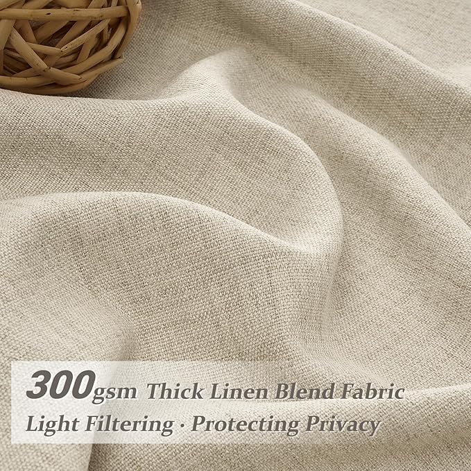 Pinch Pleated Warm Beige Sheer Curtains 102 Inches Long for Sliding Glass Doors 2 Panels Set, Burlywood Birch Flax Linen Light Filtering Window Drapes with Hooks for Kids Room 40"W x 102"L Inch Length