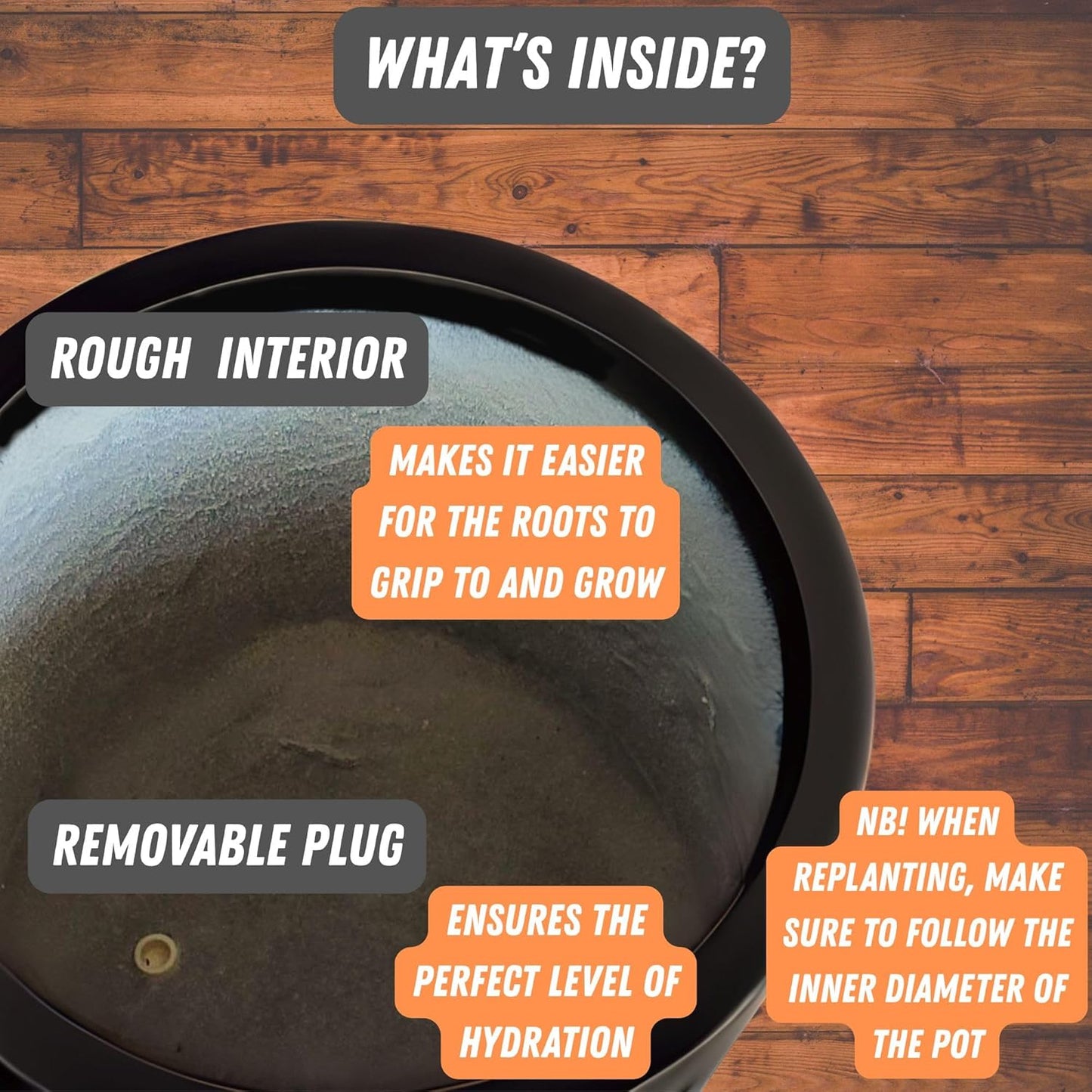 Fox & Fern 8 Inch Black Plant Pot with Drainage Plug — Premium Lightweight Fiberstone Matte Black Planter; 8 Inch Pots for Plants; for Indoor & Outdoor Use; Weather Resistant & UV Resistant