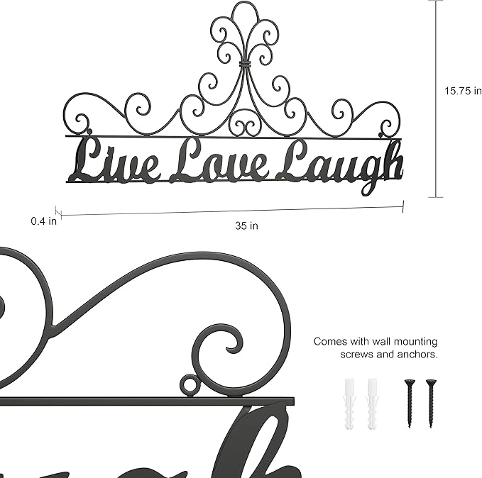 Metal Cutout-Live Laugh Love Decorative Wall Sign-3D Word Art Home Accent Décor-Modern Rustic or Vintage Farmhouse Style by Lavish Home