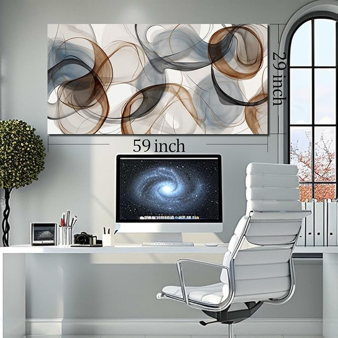 AOZEMI Abstract Art Wall Decor Light Blue Wall Art Brown Canvas Art Print Modern Large Artwork for Bedroom Bathroom Living Room Office 29"x 59"