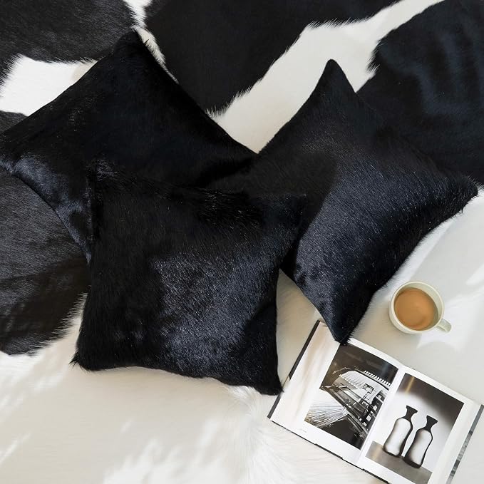 ecowhides 100% Genuine Brazilian Cowhide Pillow Cover – Luxury Leather Decorative Cushion for Rustic & Western Home Décor