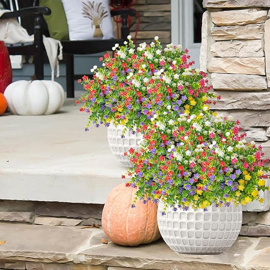 NETAP Outdoor Artificial Flowers UV Resistant, 20 Bundles Fake Realistic Floral Greenery Plants for Outside Porch, Window Boxes, Garden, Yard, Inside Home Table Decor,MixcolorD