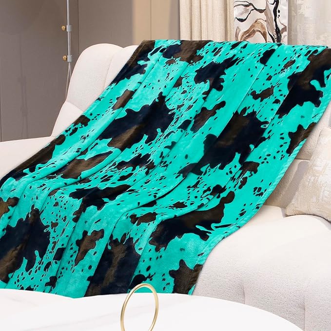 Fleece Throw Blanket for Bed, Teal Blue Soft Fuzzy Blankets for Adults Kids, Turquoise Graduation Decorations for Bedroom Living Room Home, Birthday Gifts for Girls Boys Her Him, 50x60 Inches