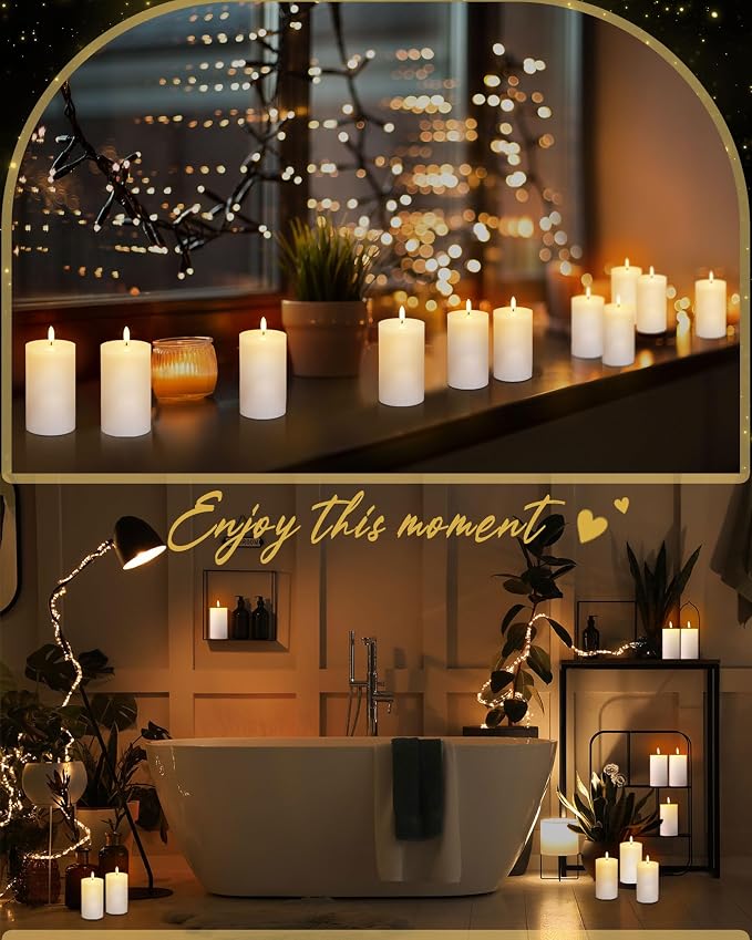 VIHOSE 6 Pack White Flameless Candles Set with Remote and Timer Flickering Flameless Battery Candles Flat Top LED Pillar for Wedding Outdoor Home Festival Decoration(D 3" H 5")