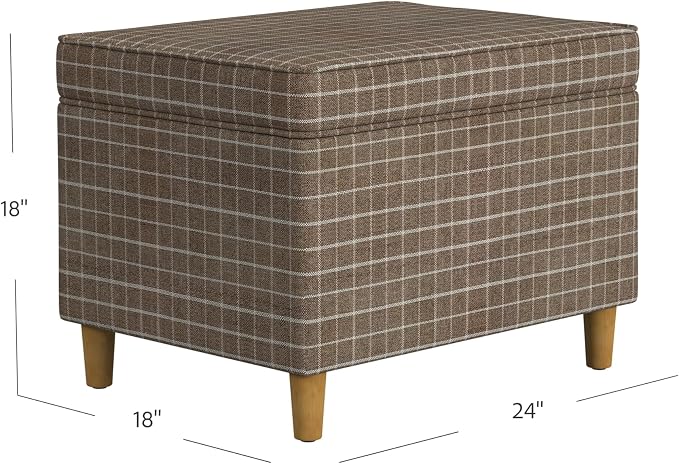 Spatial Order 24" Dinah Collection Storage Ottoman - Brown Windowpane Fabric