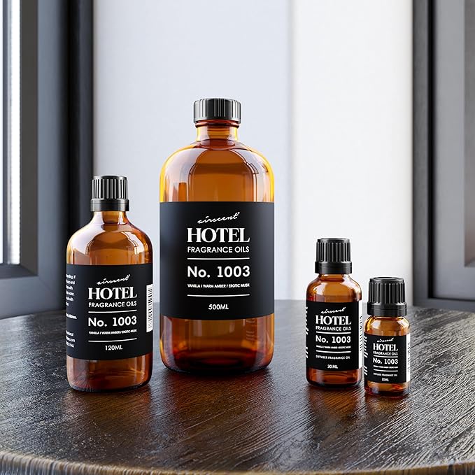 AirScent Hotel Diffuser Oil No. 1003 Inspired by The Asian Garden Las Vegas Hotel Scent - Premium Fragrance Oil for Ultrasonic and Waterless Diffusers and Crafting - 500 mL, 16.9 fl oz Glass Bottle