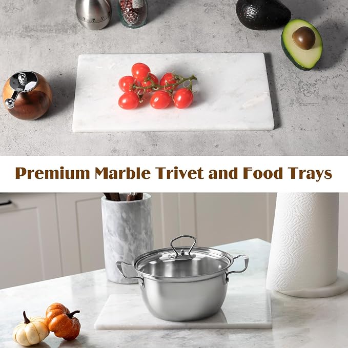 Marble Tray 12"x6", Small Natural Marble Board, Stone Slab for Bathroom Kitchen Counter Sink, Rectangular Candle Plate, Perfume Jewelry Trays(Namib Fantasy)