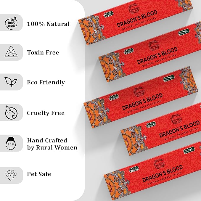 Raajsee Dragons Blood Incense Sticks (180 gm), 100% Pure Organic Natural Hand Rolled Free from Chemicals, (Pack of 12) Visit the raajsee Store
