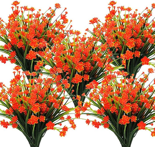 Grunyia 10 Bundles Artificial Daffodil Outdoors Flowers (Orange)
