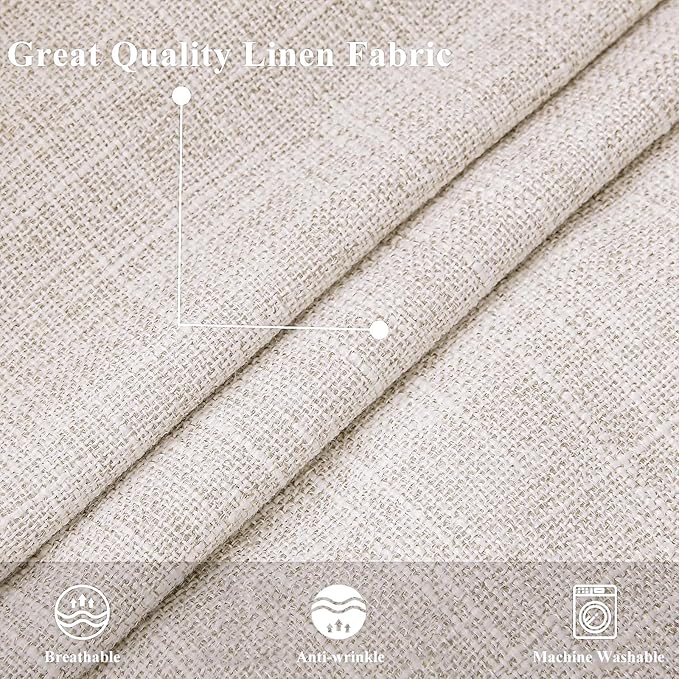 decorUhome Summer Decorative Throw Pillow Covers 16x16 Set of 2 Square Faux Linen Outdoor Neutral Farmhouse Pillow Covers with Stitched Edge for Couch Sofa Living Room, Beige