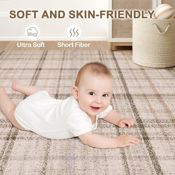Tortania Area Rug Living Room Rugs - 10x14 Washable Large Soft Neutral Boho Moroccan Bohemian Farmhouse Rug Indoor Floor Carpet for Bedroom Under Dining Table Home Office Decor - Taupe