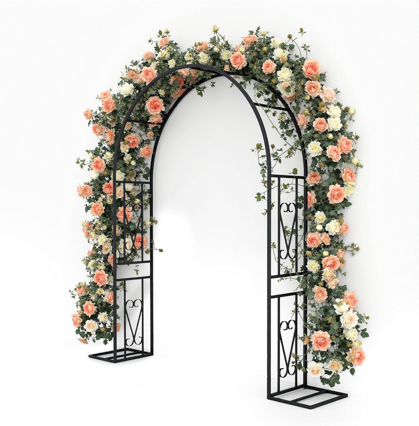 Metal Garden Arch, Heavy Duty Garden Trellis for Climbing Plants, with Enlarged Base for Stability, for Wedding Garden Arch & Bridal Party Decoration, 1 Pack