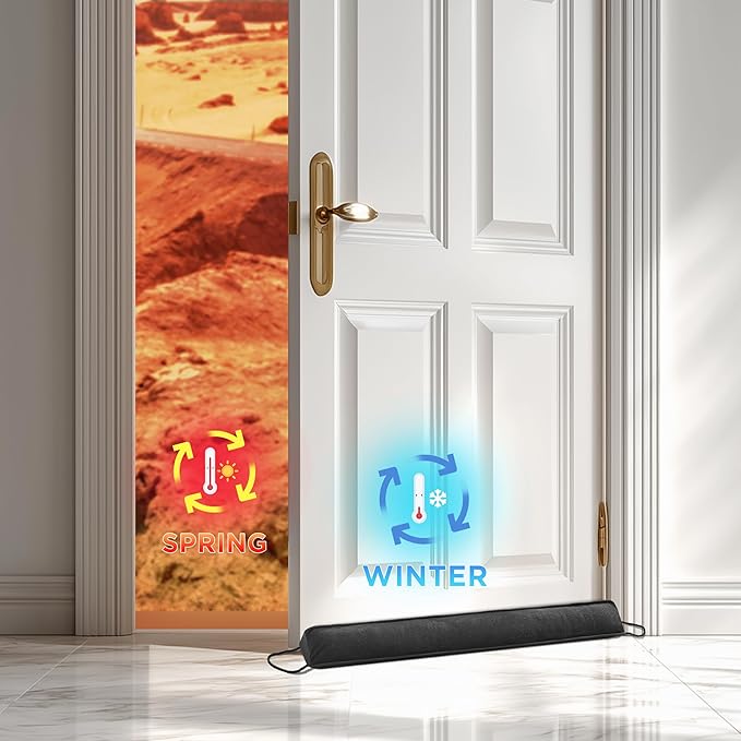 Sunolga Door Draft Stopper Blocks Hot and Cold Air with Removable Washable Cover for Bottom of Door, All-Season Seal for Noise, Light, Door Sweep for Gaps Up to 3", Home Essentials, 38", Dark Gray
