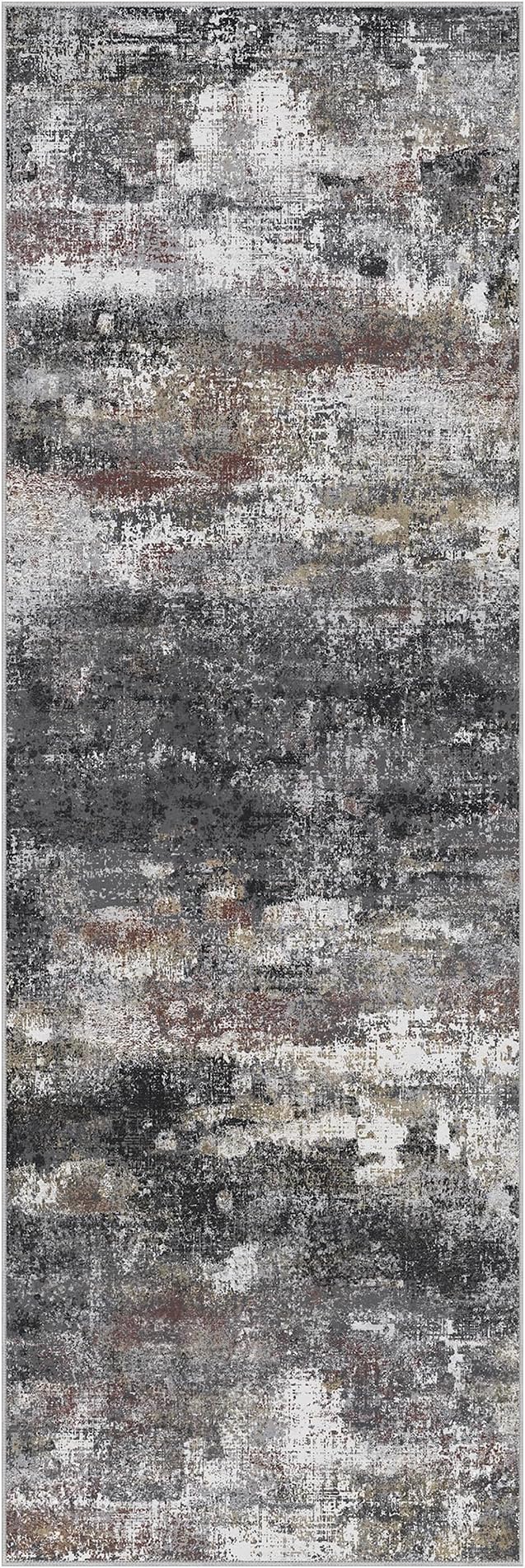 BEIMO Runner Rug for Hallway Kitchen 2x6 Machine Washable Runners Rug for Entryway, Dark Gray Soft Modern Abstract Throw Rugs, Floor Carpet with Non Slip Rubber Backing