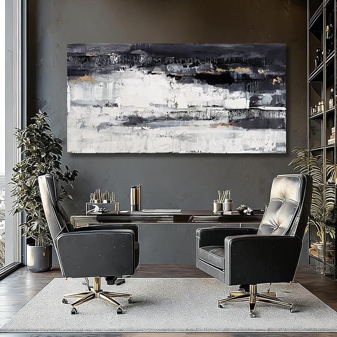 Dolidoteart Large Abstract Wall Art, Black and White Wall Decor, Modern Printed Canvas Artwork for Walls, Living Room, Bedroom, Dining Room, Home Office, 29 x 58 Inches