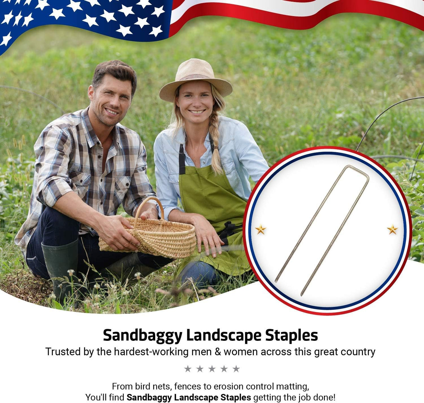 Sandbaggy 500-Count 6-Inch Galvanized Landscape Staples - SOD Garden Stakes ~ Trusted by Farmers & Contractors Across The USA
