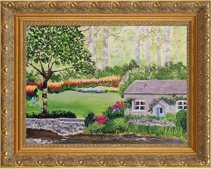 DIY Solid Wood Frame for 20x24 Canvas Painting, 2.4" Wide Gold Ornate, Vertical or Horizontal Display for Home Office Wall Decor (Empty, No Plexiglass & Backing Board)