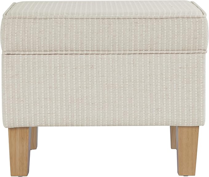 HomePop 22" Modern Rectangular Storage Ottoman - White Woven Stripe