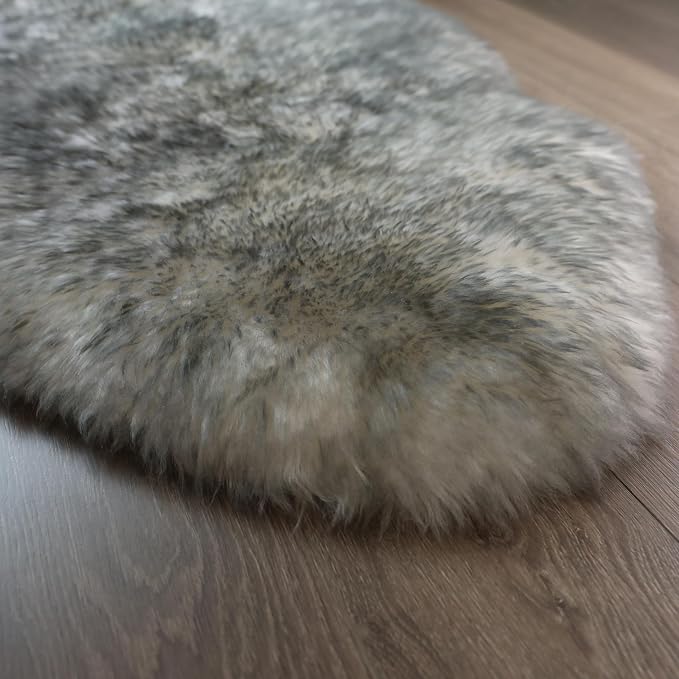 Sheepskin Rug, Fluffy Shag Area Rug, Super Soft 24” x 72“ Sheepskin Hair Rug, Silver Grey Pile Rug, Decorative Throw Rugs for Bedrooms, Children's Rooms, Living Rooms (Silver Grey, 24" x 72")