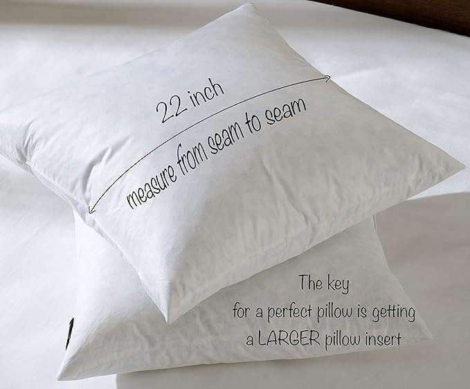 basic home® Hotel-Style Goose Feather Pillow Insert for Sofa & Bed - 100% Odorless & Plump Cushion Filler - 233TC Cotton with Inner Liner to Prevent Poking (22x22 Inch)