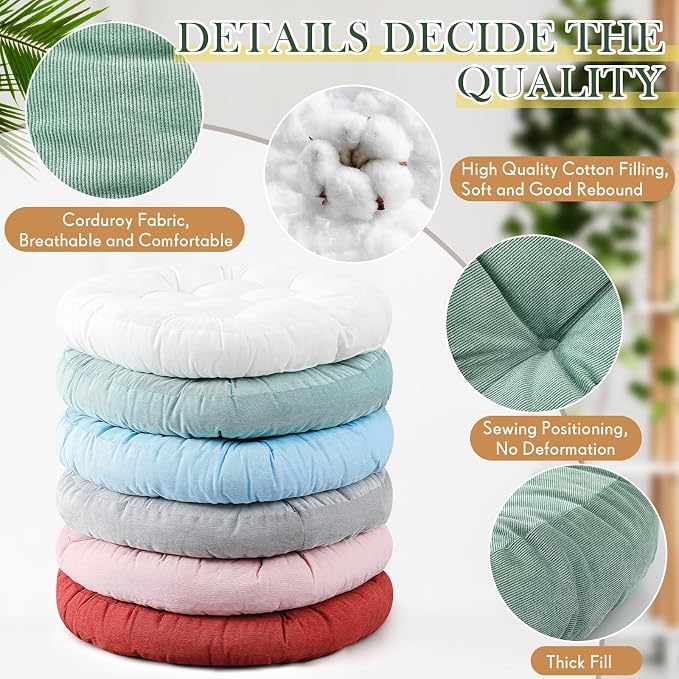 Jerify 6 Pcs Floor Pillow Cushions Large Round Square Large Meditation Floor Pillow for Classroom Adult Meditation Picnic Party Seating Learning Daycare School (Round,Vivid Color)